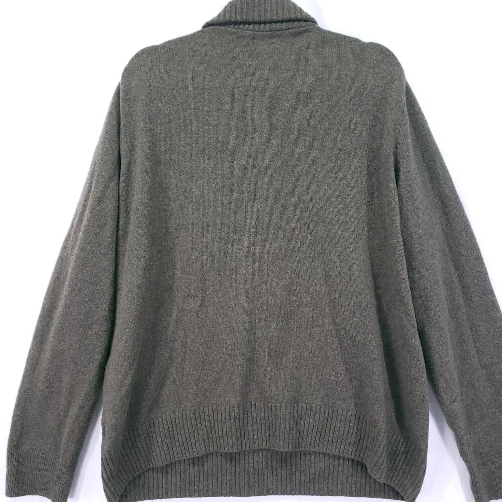 J.Crew Sweater Green XL Merino Wool Blend Speckled Shawl Collar Rugged Men